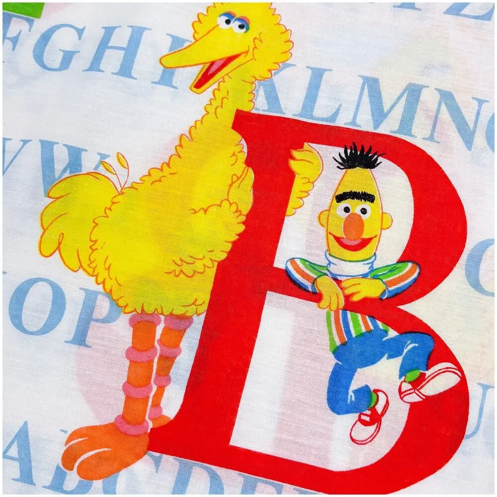 Vtg Sesame Street Twin Sheet Set Alphabet & Character Stevens Made USA